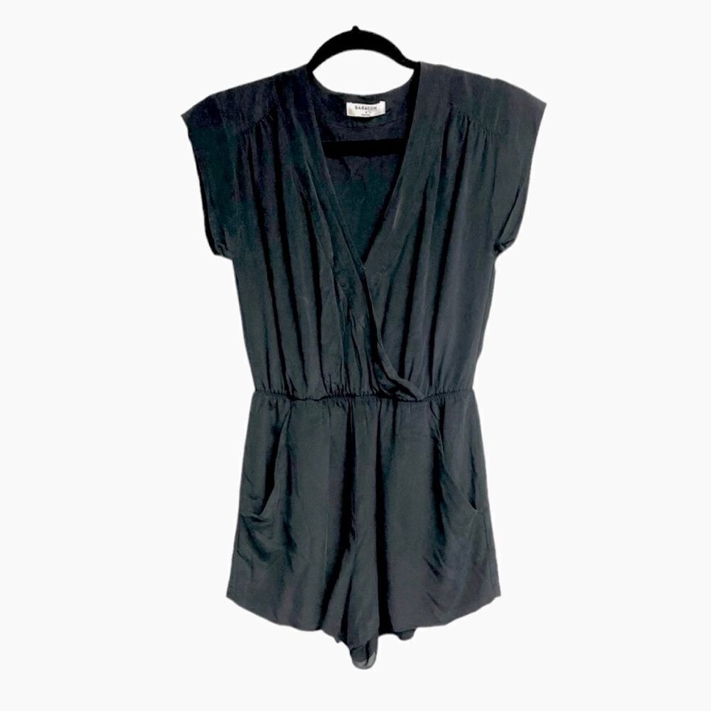 ARITZIA Babaton Silk Shorts Faux Wrap Romper Black S